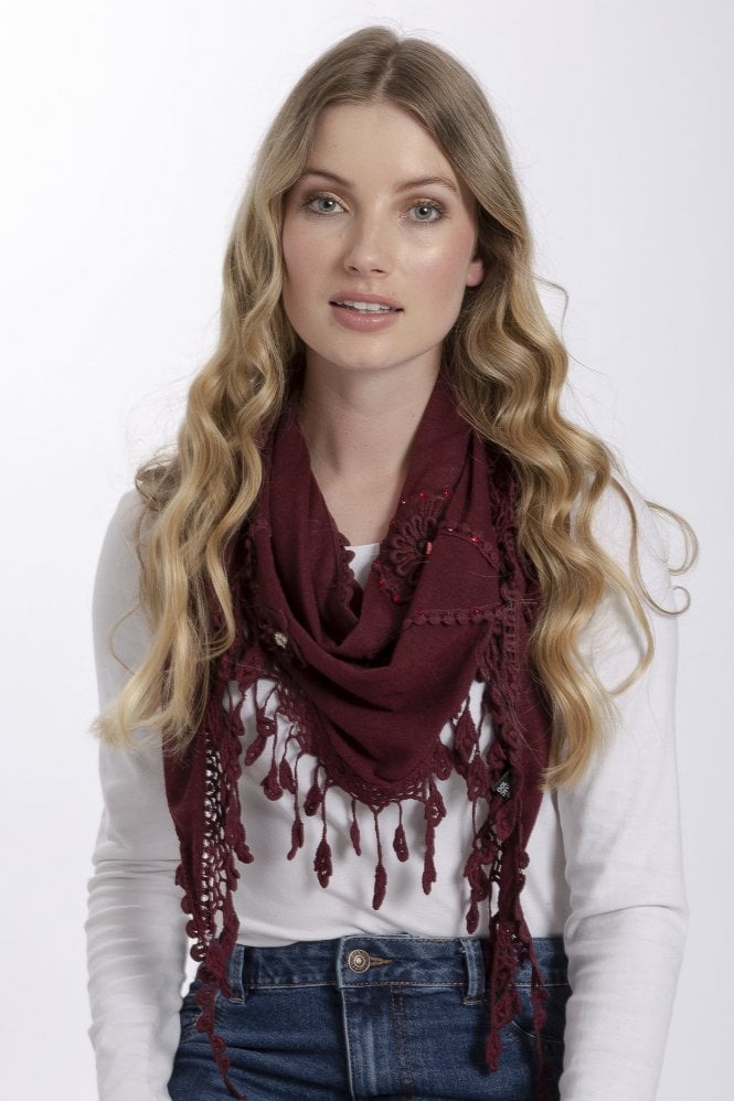 JAYLEY Red Fine Knit Shawl