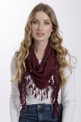 Red Fine Knit Shawl