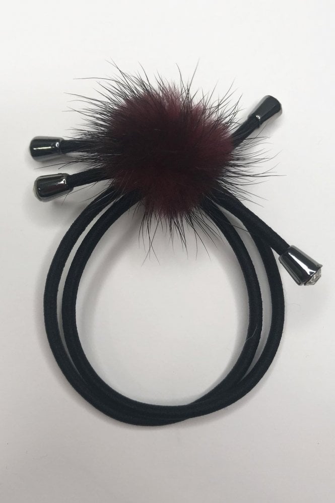 JAYLEY Red Mink Pom Pom Hair Tie