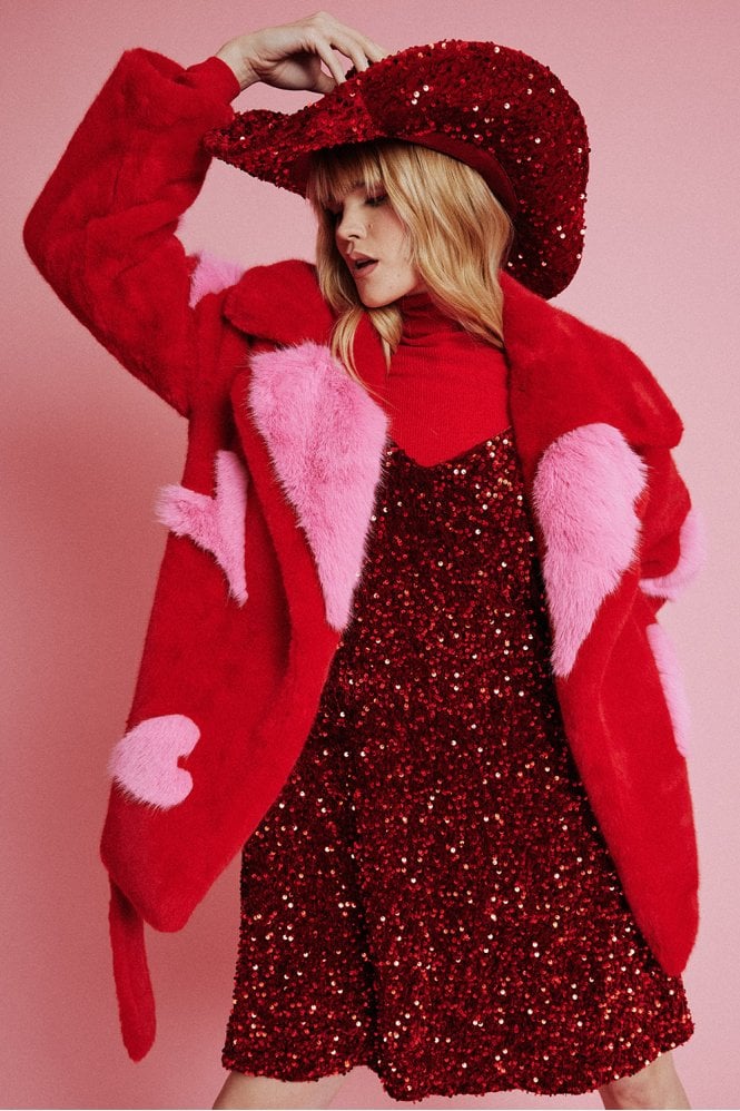JAYLEY Red Sequin Handmade Flapper Hat