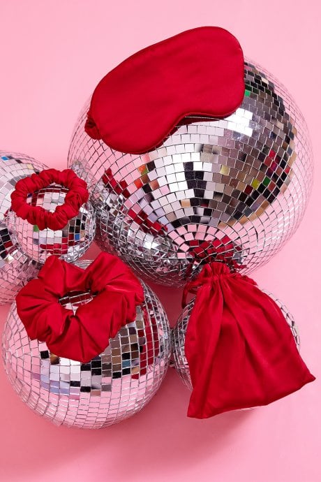 Red Silk Blend Face Mask, Eye Mask & Scrunchie Set