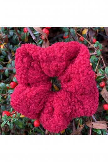 Red Tina Shearling Scrunchie