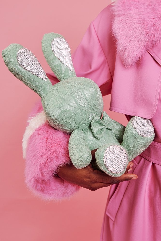 JAYLEY  Rhinestone Rabbit in Mint Green
