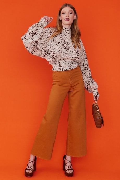 Silk Blend Animal Print Blouse
