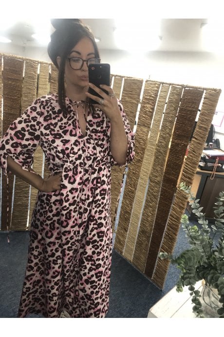Silk Blend Animal Print Maxi Dress