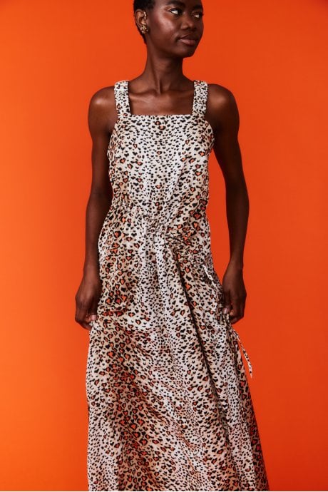 Silk Blend Animal Print Maxi Tea Dress