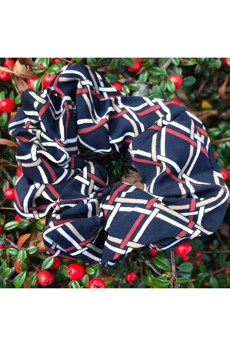 Silk Blend Check Scrunchie