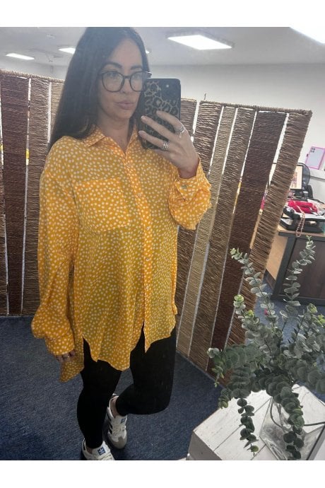 Silk Blend Daisy Print Shirt Dress