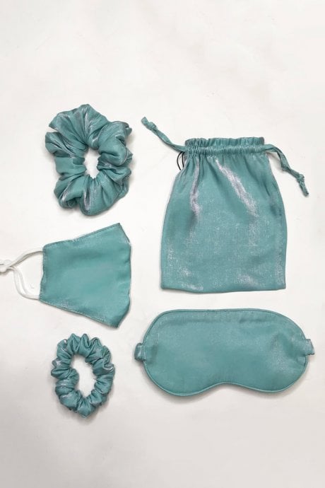 Silk Blend Face Eye Mask Scrunchie Set