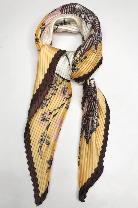Silk Blend Pleated Scarf