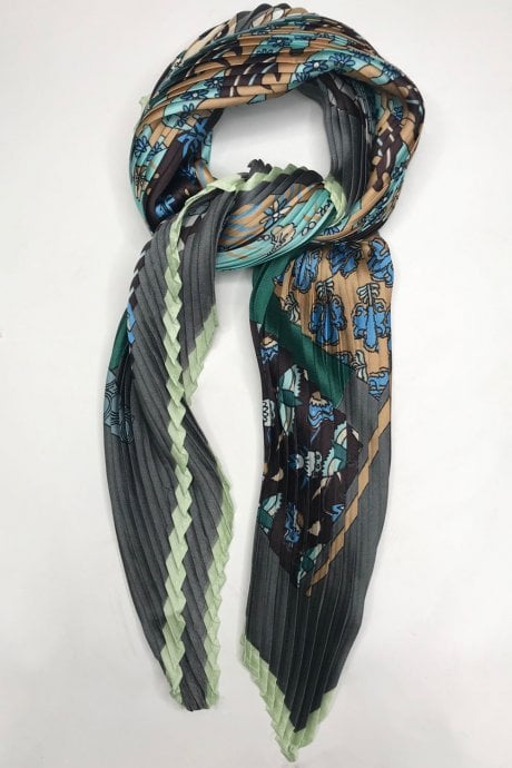 Silk Blend Pleated Scarf