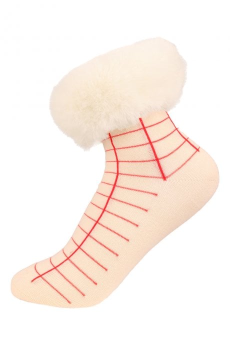 Silk Blend Socks Faux Fur Trim