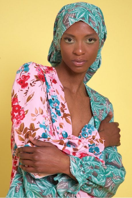 Silk Blend Two Tone Floral Top
