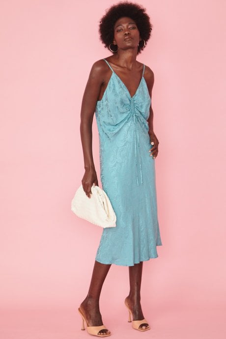 Silk Cami Ruffle Wrap Dress