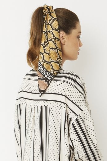 Snake Print Silk Blend Hair Scarf