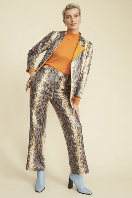 Snake Print Snake Print Leather Effect Blazer