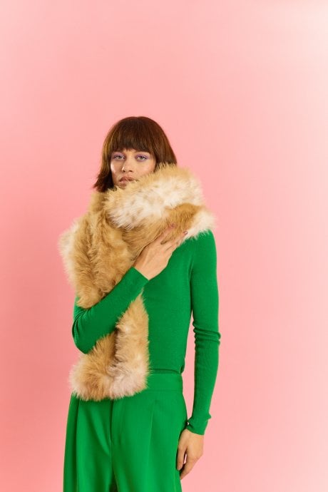 Sophia Bamboo Blend Fur Animal Print Oversized Pocket Scarf 