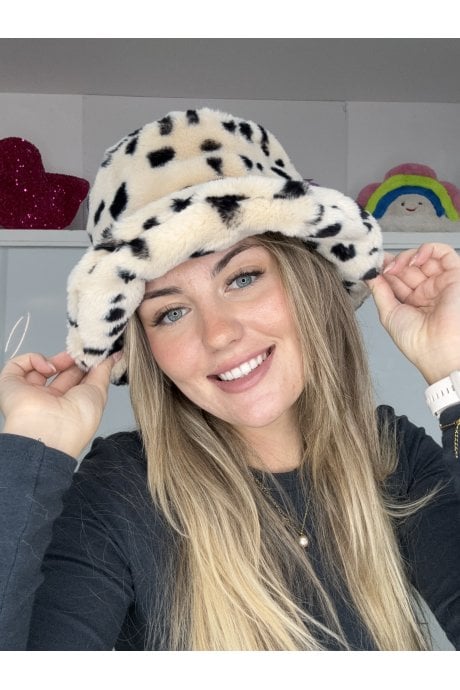 Spotty Bamboo Blend Faux Fur Hat 