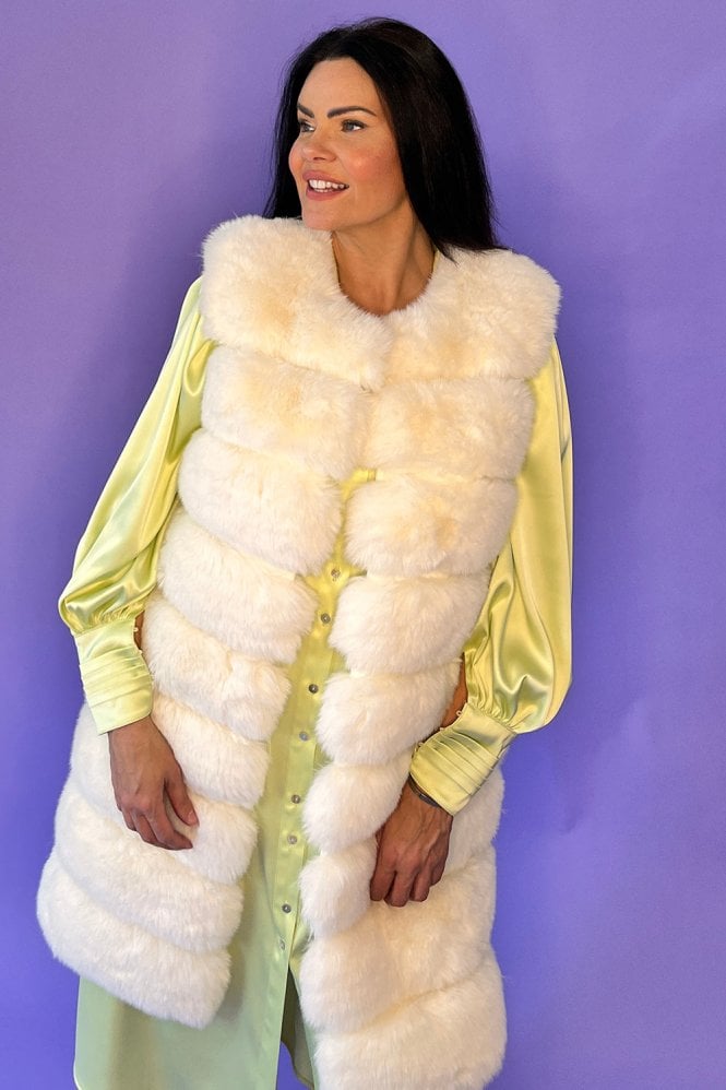 JAYLEY Striped Faux Fur Vest