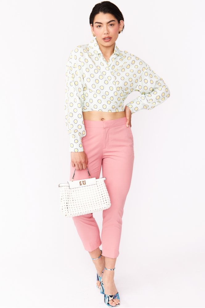 JAYLEY Sustainable Rose Petal Blouse with Spots in baby blue