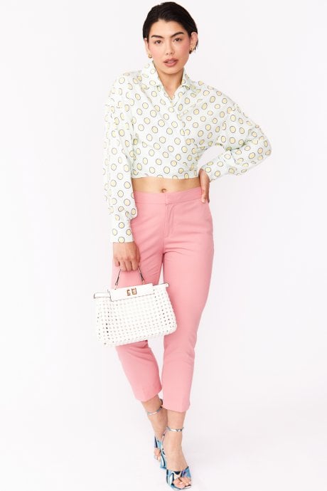 Sustainable Rose Petal Blouse with Spots in baby blue