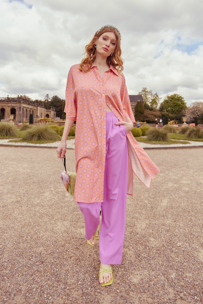 JAYLEY Sustainable Rose Petal Polka Dot Shirt Dress