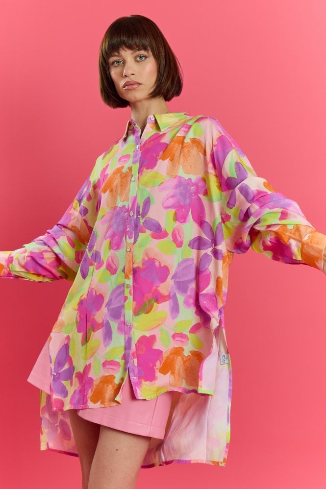 JAYLEY Sustainable Rose Petal Shirt Dress