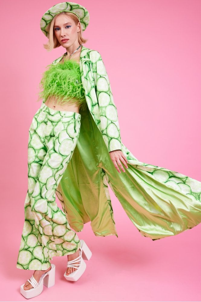 JAYLEY Tencel Blend Cucumber Print Trench Coat