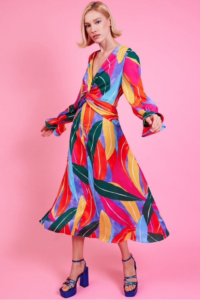 JAYLEY Tencel Blend Graphic Print Dress
