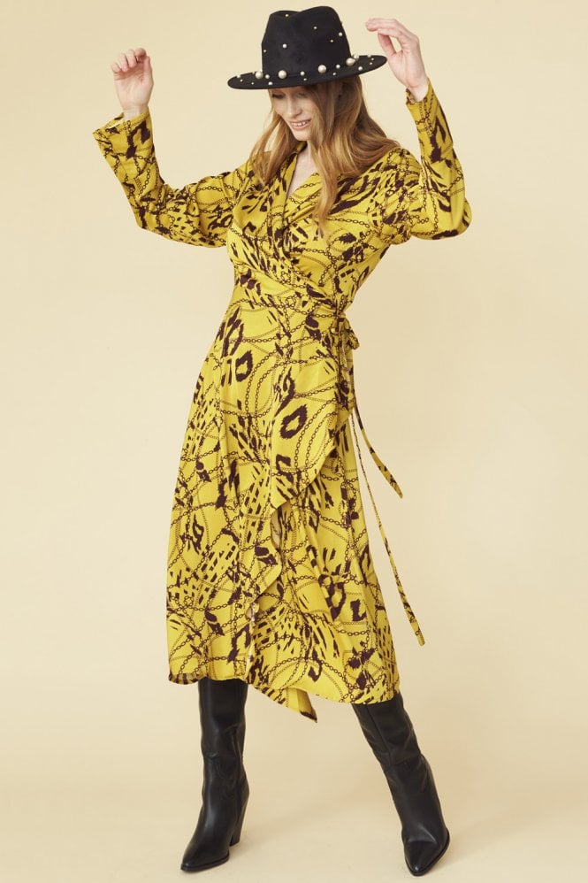 JAYLEY Tencel Blend Lucky Chain Wrap Dress