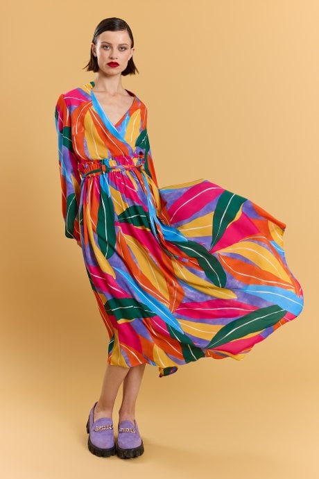 Tencel Blend Multi Print Maxi Skirt