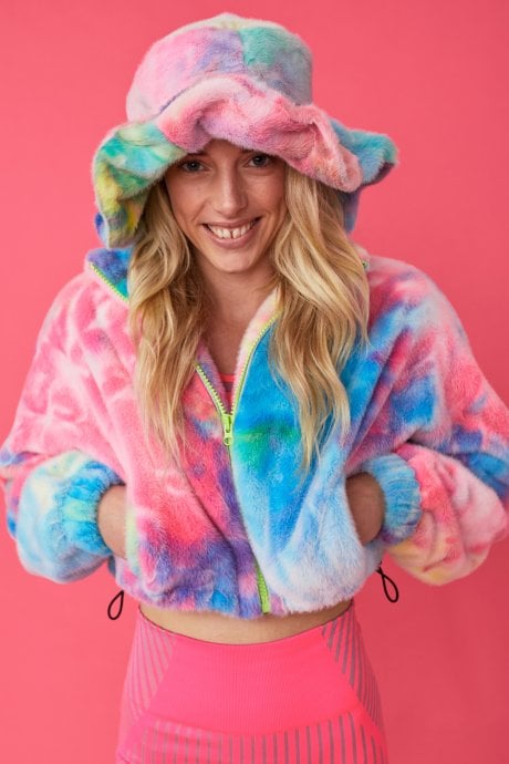 Tie Dye Faux Fur Oversized Hat