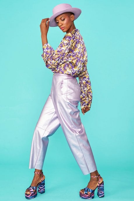 Vegan Leather Metallic Trousers