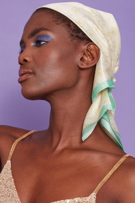 ***FREE with orders over £100***White and Blue Abstract Silk Scarf