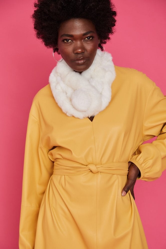 JAYLEY White Belllringer Coney Fur Scarf