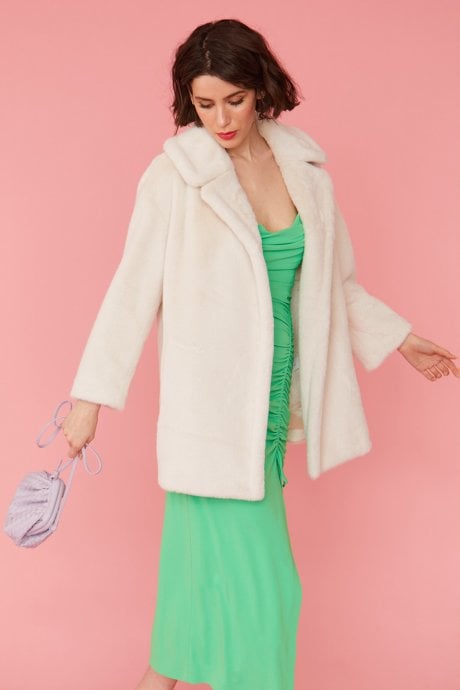 White Faux Fur Duchess Midi Coat