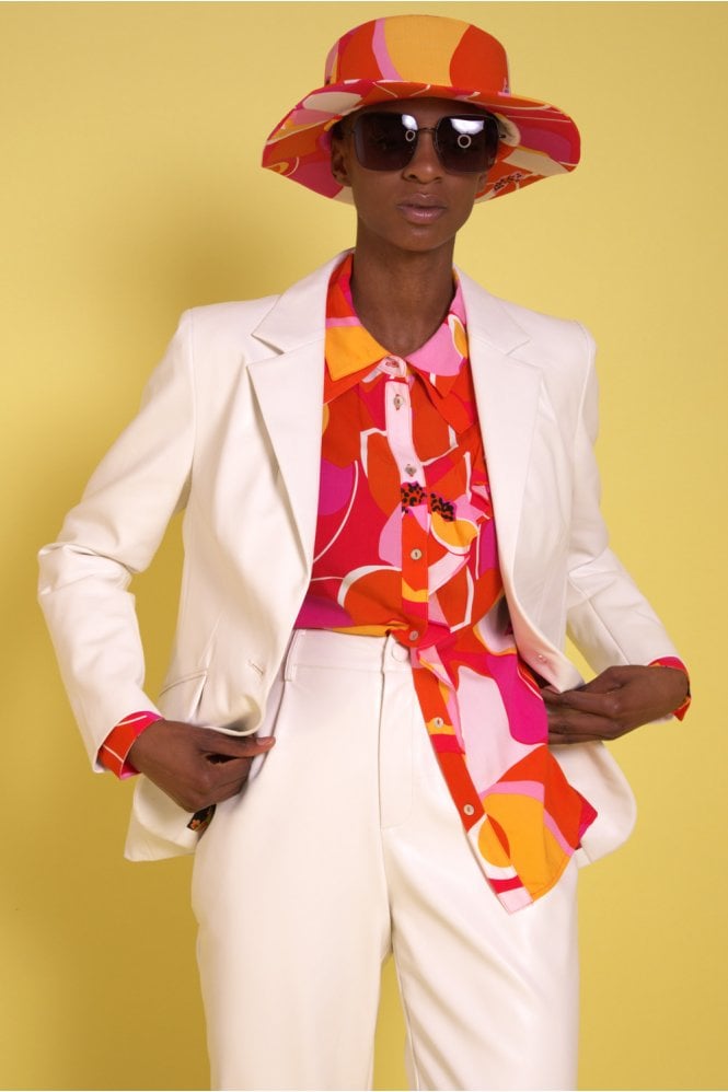 JAYLEY White Faux leather Kate Blazer