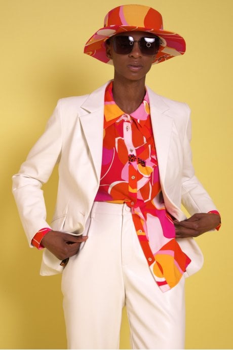 White Faux leather Kate Blazer