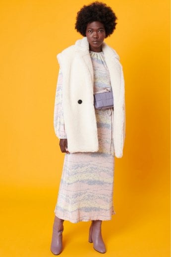 White Faux Shearling Midi Gilet | Waistcoat