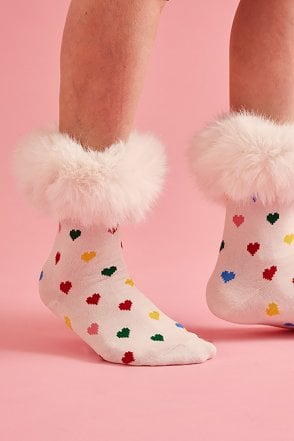 White Love Heart Socks