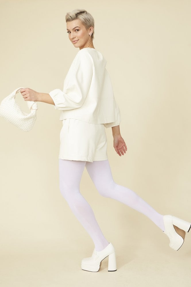 JAYLEY White Tencel Blend Eco Leather Shorts