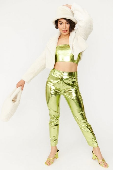 White Vegan Faux Fur Cropped Jacket
