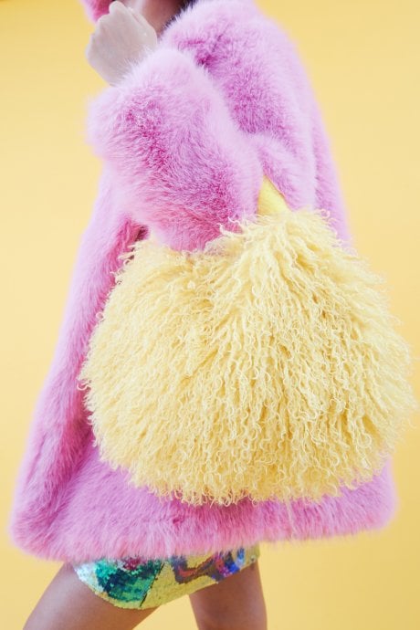 Yellow Bamboo Eco Faux Fur Bag