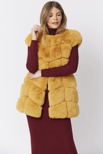 Yellow Faux fur and faux suede Gilet | Waistcoat