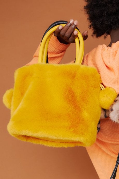 Yellow Faux Fur Bag