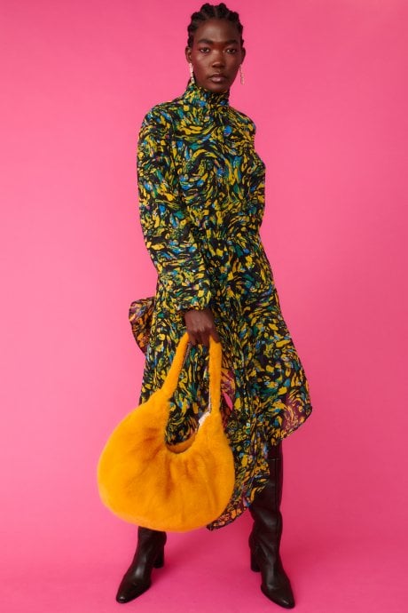 Yellow Faux Fur Bag