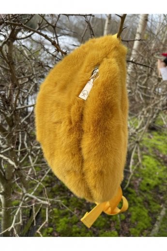 Yellow Faux Fur Belt Bag