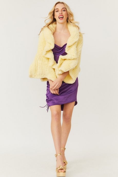Yellow Faux Fur Cape Wrap