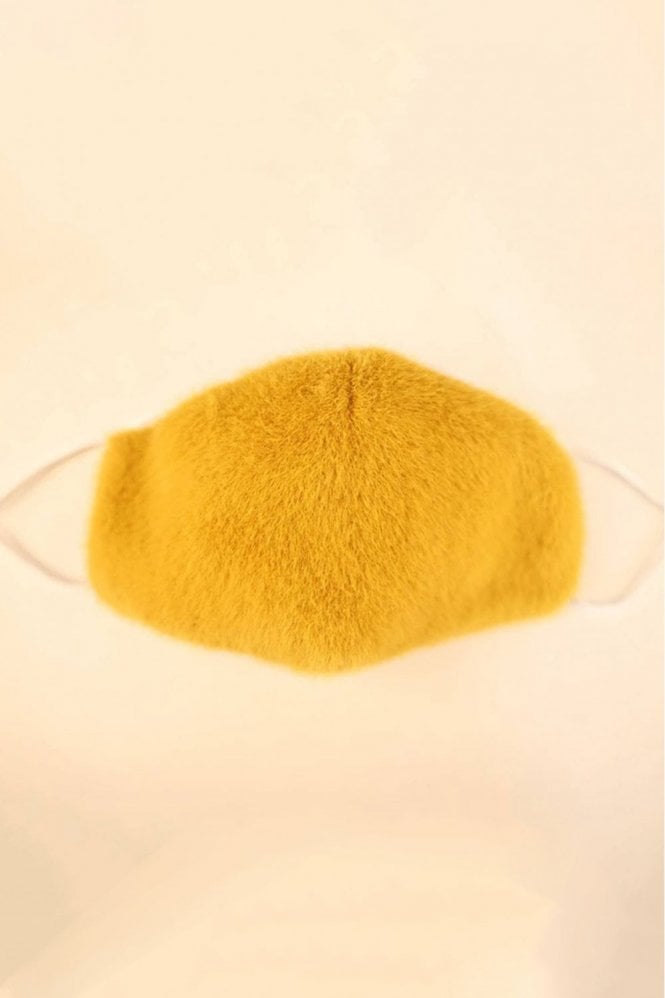 JAYLEY Yellow Faux Fur & Cotton Reusable Face Mask
