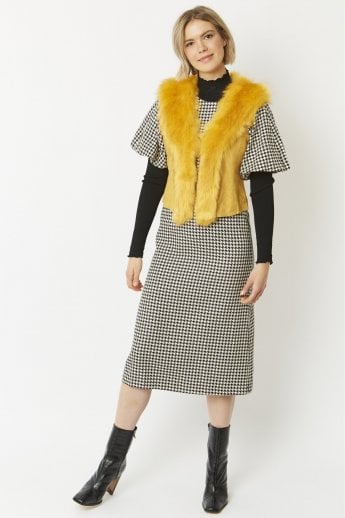 Yellow Faux Fur Faux Suede Gilet | Waistcoat